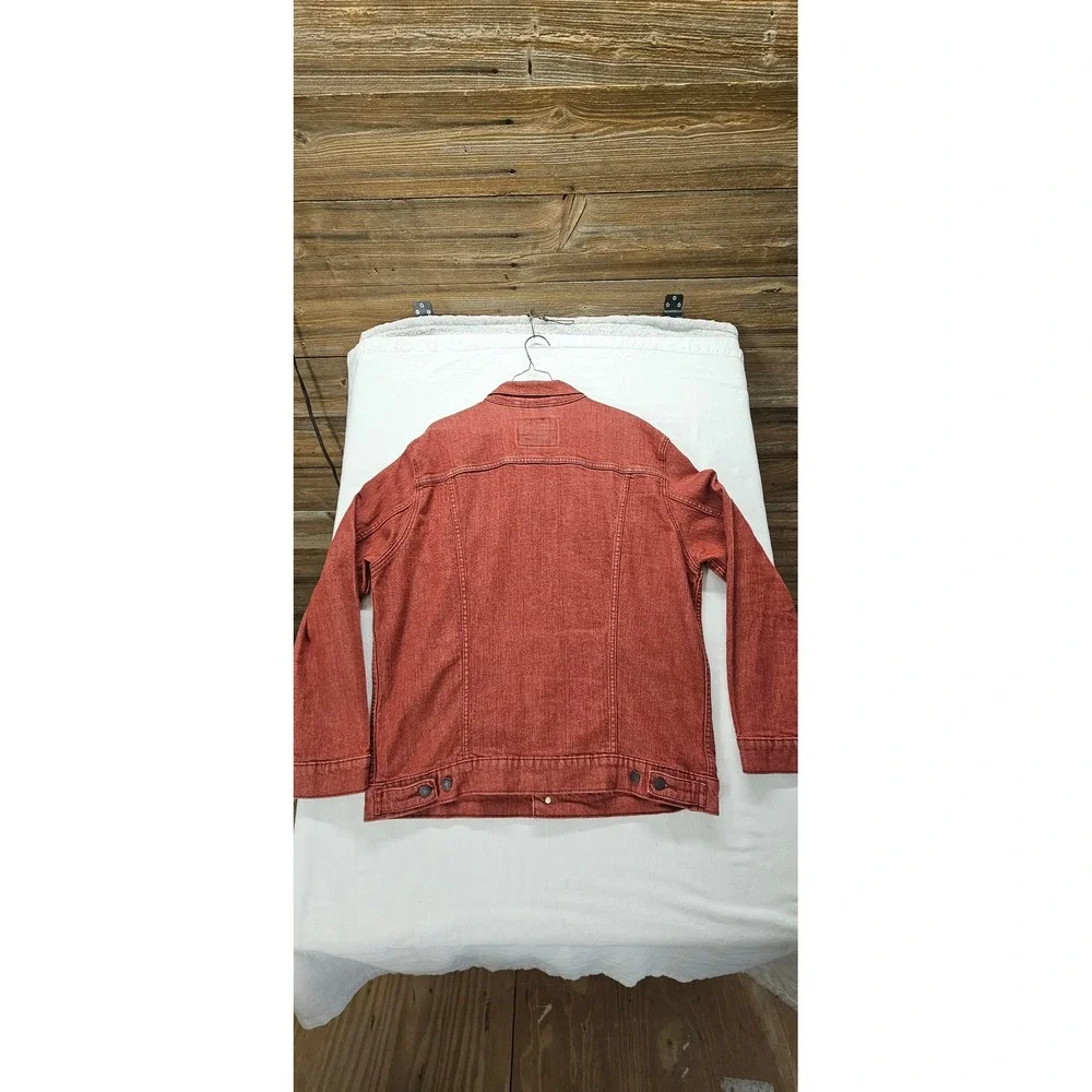 Levis Trucker Jacket Mens XL Burnt Orange Rust Denim Button Front Coat XL